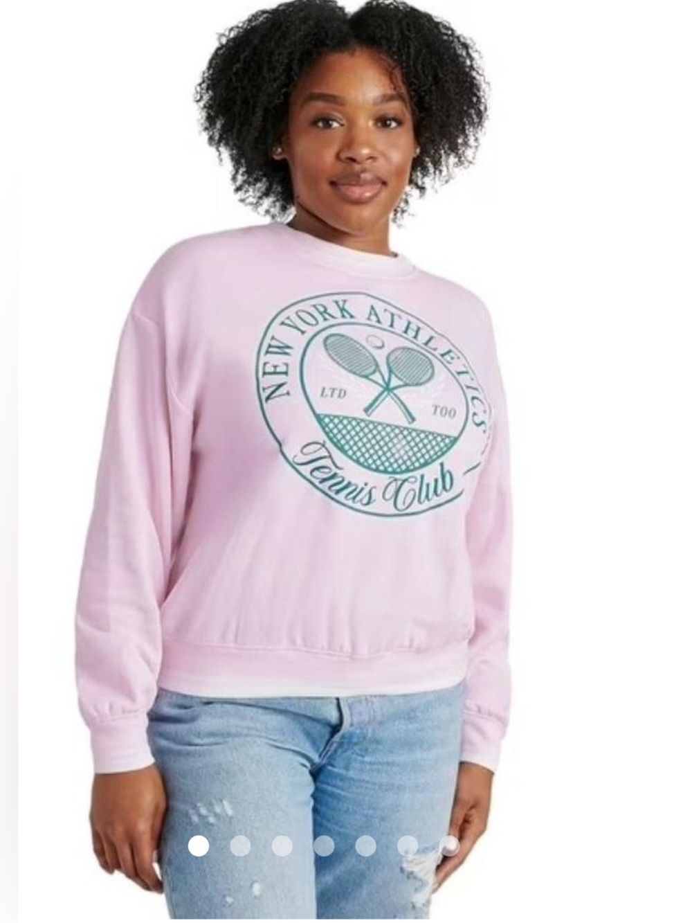 Limited Too Pink Crewneck Sweatshirt with Tennis Club Graphic